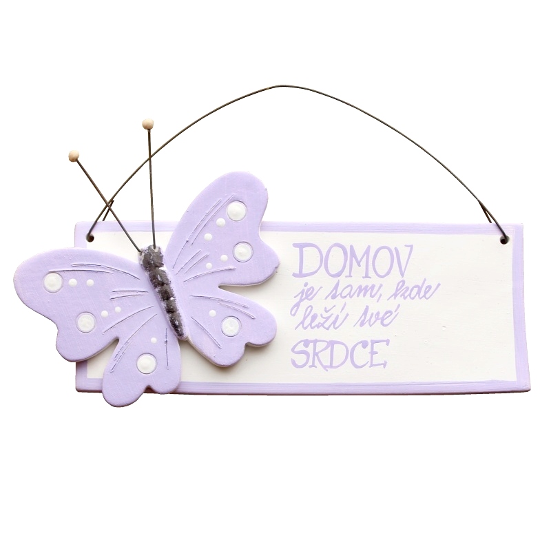 Cedulka s motýlem, fialová