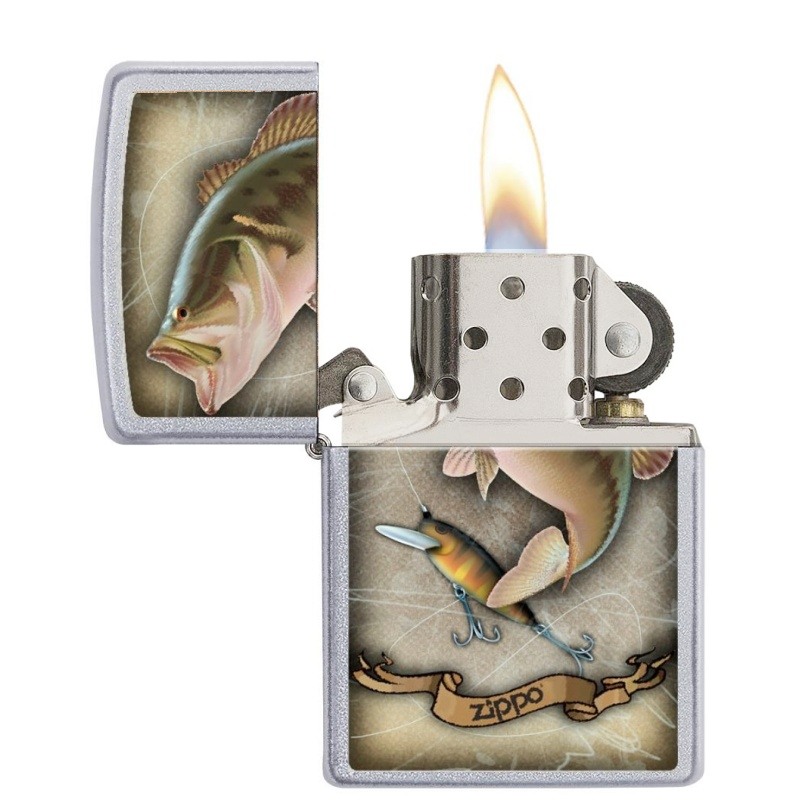 Zapalovač Zippo 25572 Fish Hook and Rope, Street Chrome