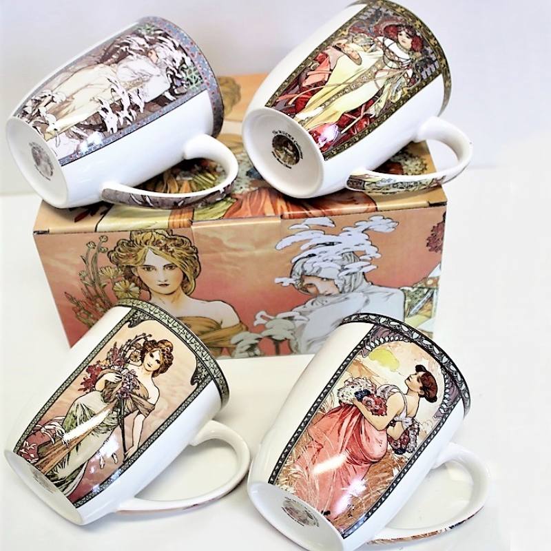 Hrnek sada 4x 300ml, Alfons Mucha, Čtyři roční období