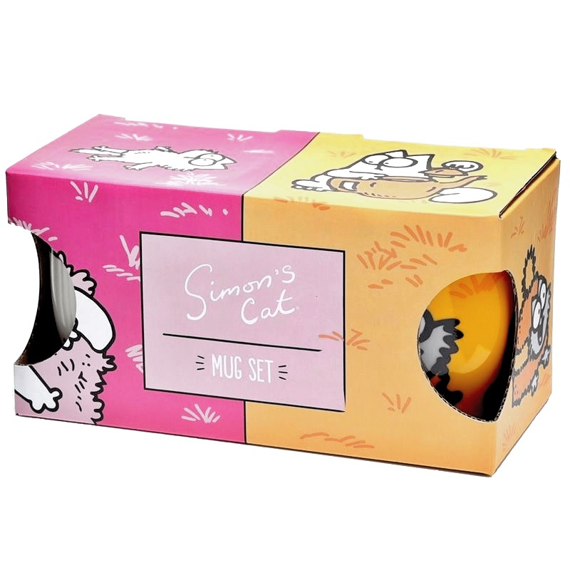 XX Hrnek 2x 300 ml, Simon’s Cat, žlutý+růžový