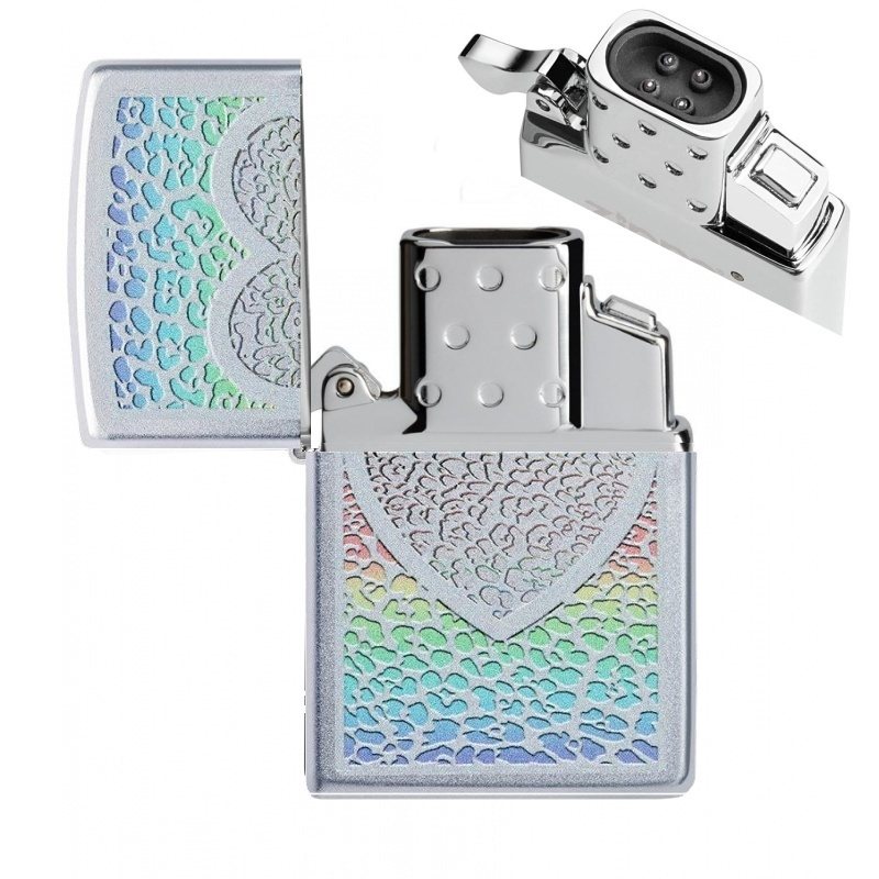 Zapalovač Zippo 20967 Heart Design, Satin Chrome, plazmový, USB