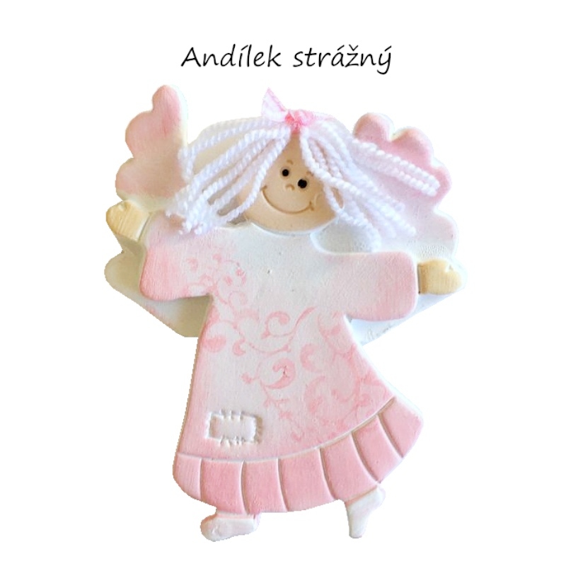 Keramické přání Anděl strážný, růžový