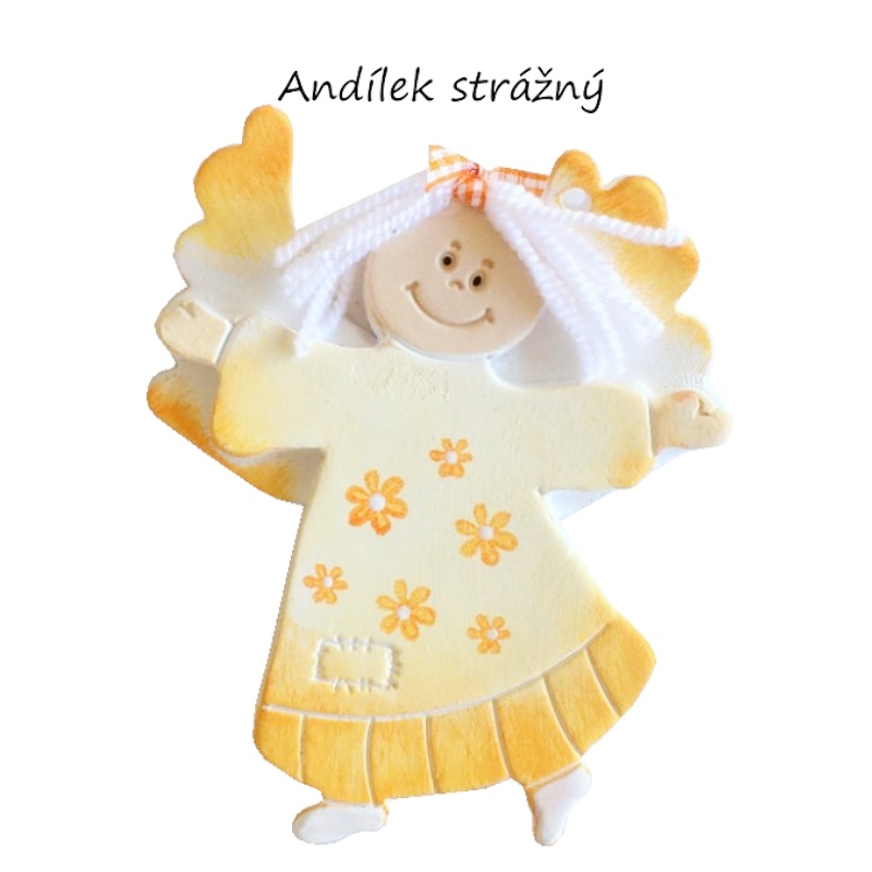 Keramické přání Anděl strážný, oranžový