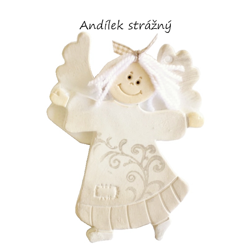 Keramické přání Anděl strážný, cappuccino