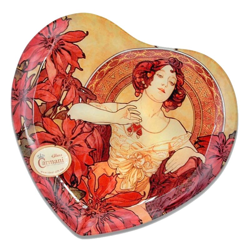 Podnos 25x23 skleněný, Mucha, Rubín 