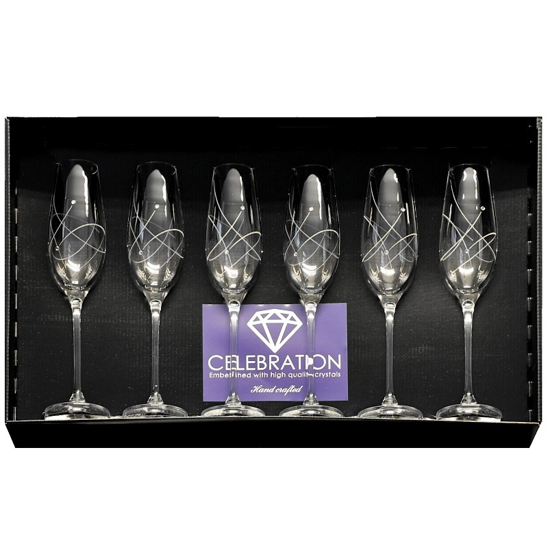 Sklenka 210 ml šampus 6ks, Celebration Crystals, Atomy