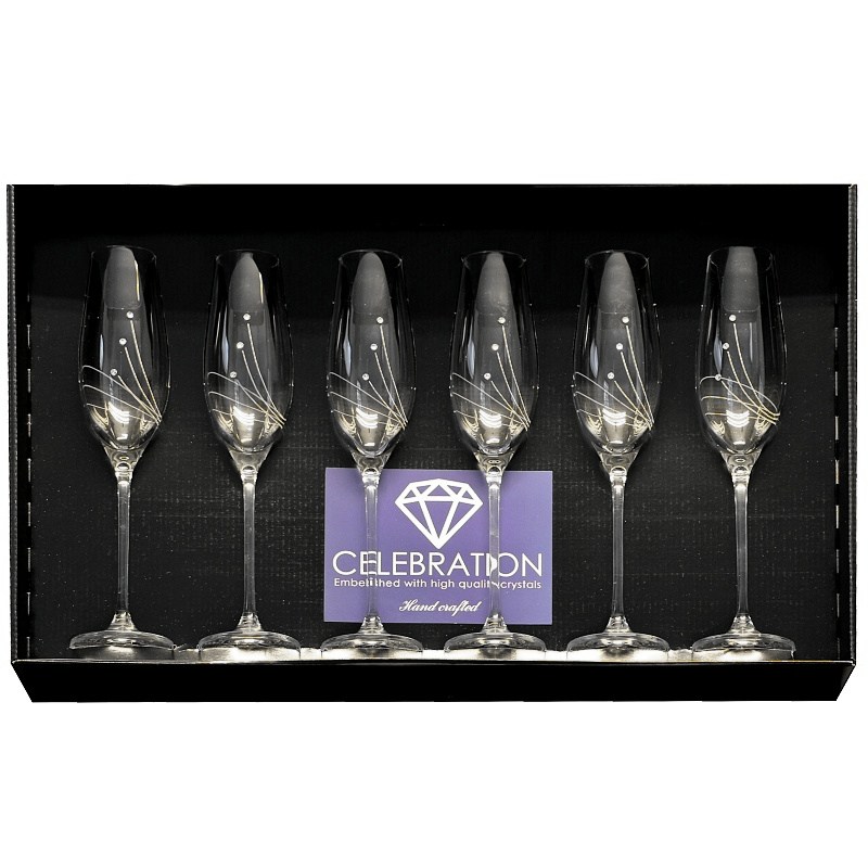 Sklenka 210 ml šampus 6ks, Celebration Crystals, Paprsky