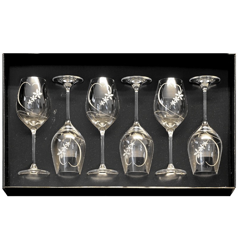Sklenka 360 ml víno 6ks, Celebration Crystals, Srdce
