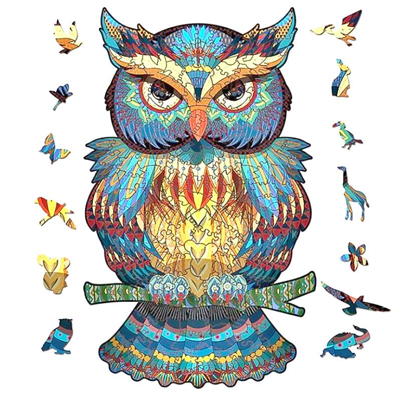 Dřevěné puzzle Sova