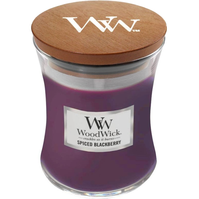 Svíčka WoodWick Spiced Blackberry, váza, střední