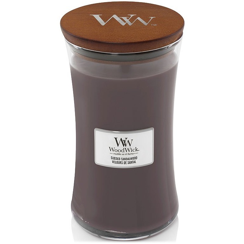Svíčka WoodWick Sueded Sandalwood, váza, velká