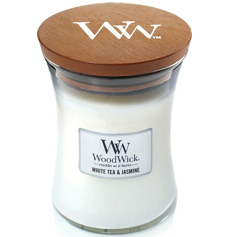 Svíčka WoodWick White Tea & Jasmine, váza, střední