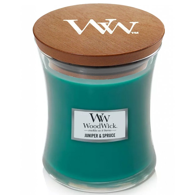 Svíčka WoodWick Juniper & Spruce, váza, střední