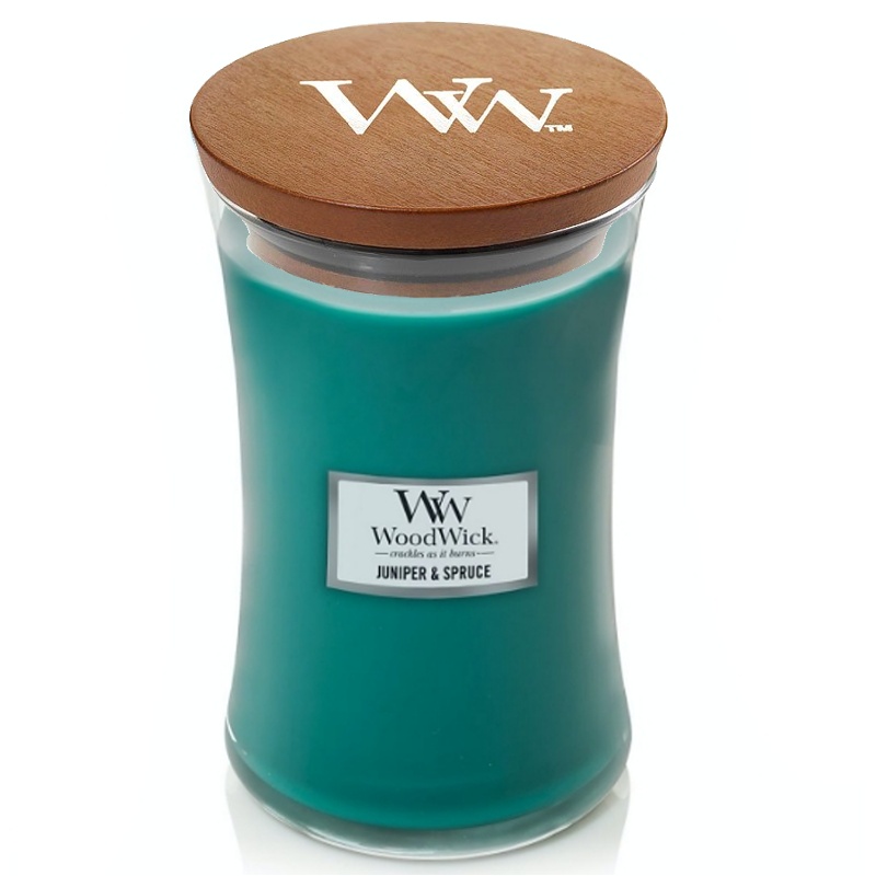 Svíčka WoodWick Juniper & Spruce, váza, velká