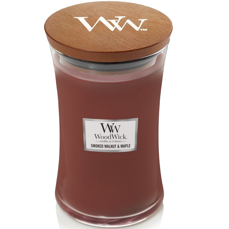 Svíčka WoodWick Smoked Walnut & Maple, váza, velká