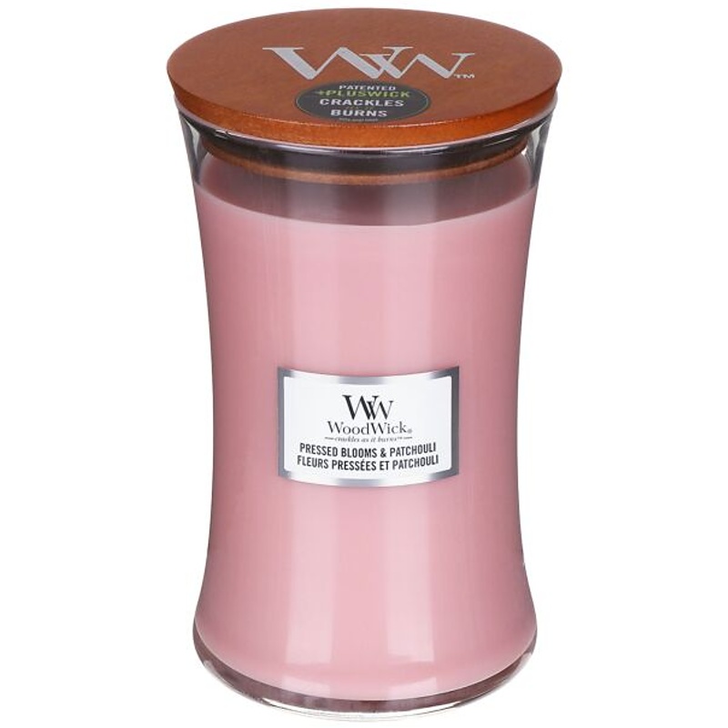 Svíčka WoodWick  Pressed Blooms & Patchouli, váza, velká