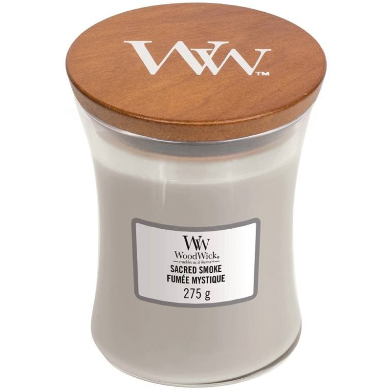 Svíčka WoodWick Sacred Smoke, váza, střední