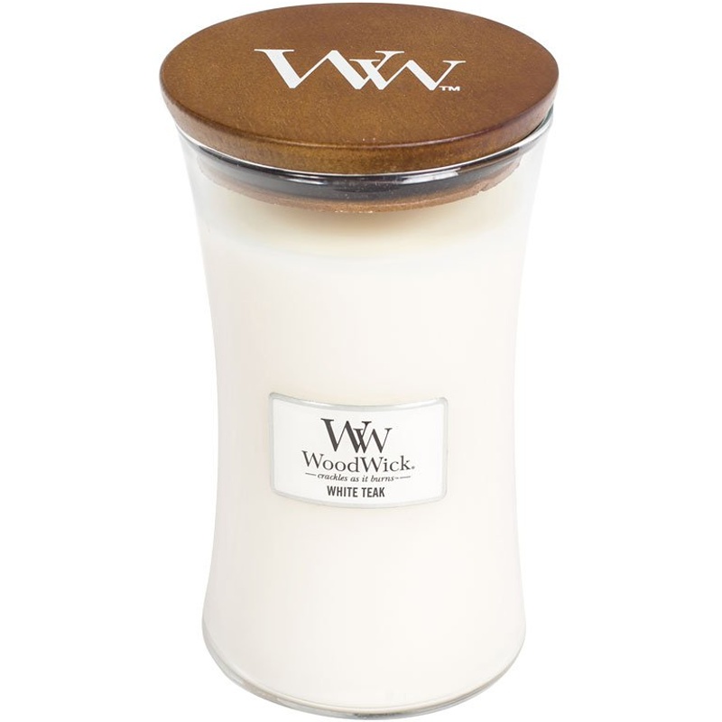 Svíčka WoodWick White Teak, váza, velká
