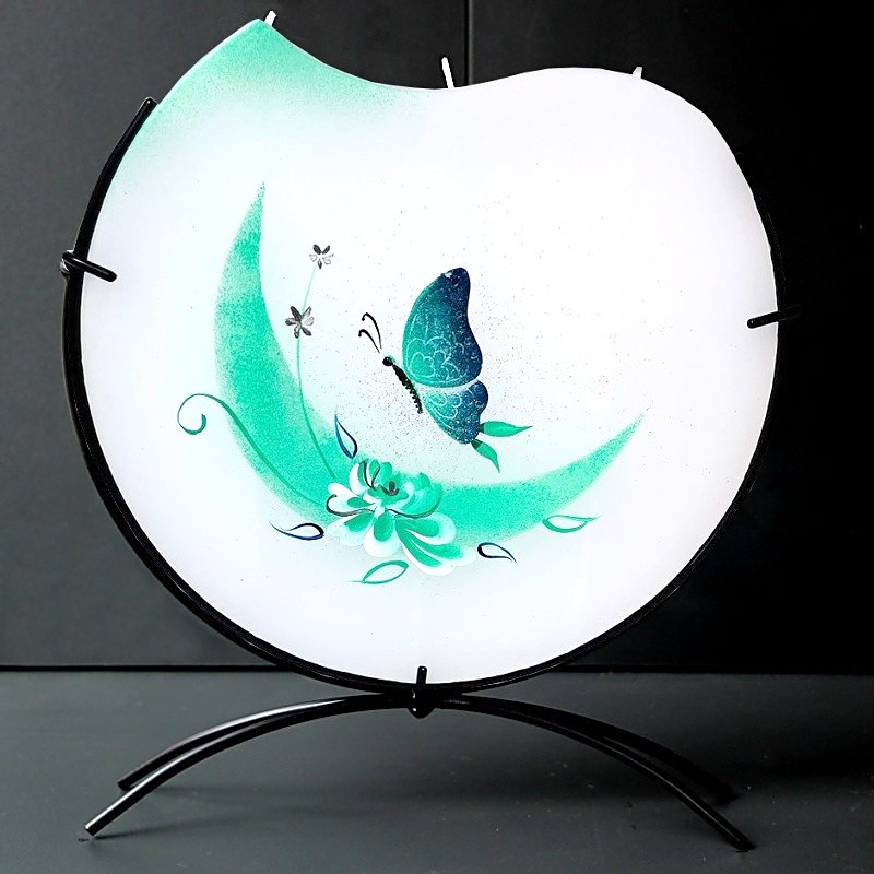 Svíčka, ručně malovaná, plochá, Motýl s měsícem 220